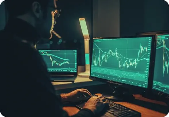 Trader przy komputerze Aplikacja Immediate Profit
